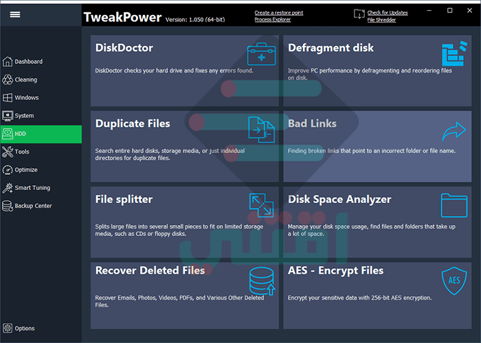 برنامج تسريع الجهاز وتنظيفه مجاناً TweakPower Powerful PC