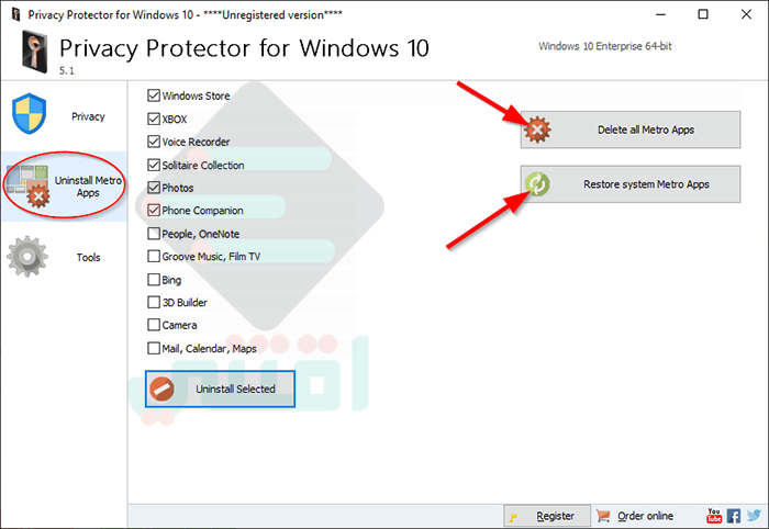 برنامج حماية خصوصية المستخدم Privacy Protector for Windows 10
