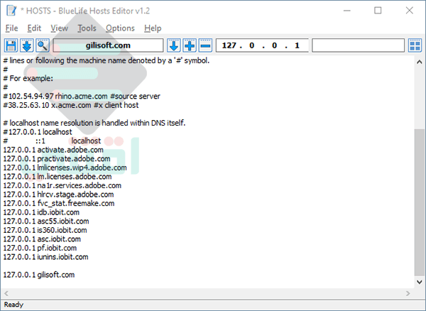 برنامج التعديل على ملف الهوست وحجب أو تشغيل المواقع على الكمبيوتر BlueLife Hosts Editor
