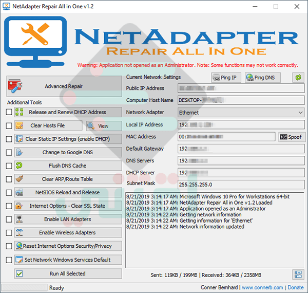 برنامج إصلاح أعطال الانترنت والشبكة على الكمبيوتر NetAdapter Repair