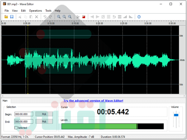 برنامج تعديل الصوت للكمبيوتر مجانا Wave Editor Free Sound Editor