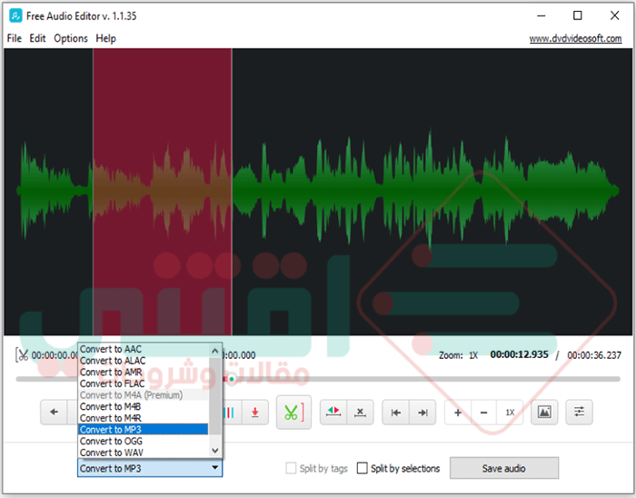 تحميل برنامج مونتاج الصوت للكمبيوتر مجانا DVDVideoSoft Free Audio Editor