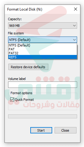 أنواع أنظمة الملفات NTFS و FAT32 و exFAT و ReFS